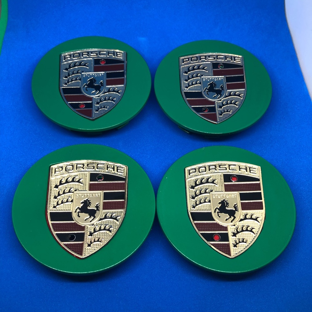 COPY - 4 Porsche center cap Green 76 mm new